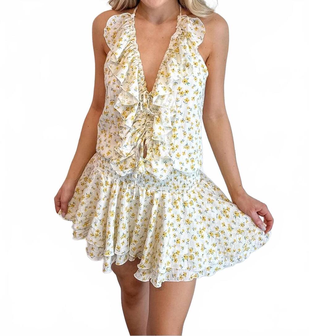 NEW SKY TO MOON lillian mini dress in yellow multi